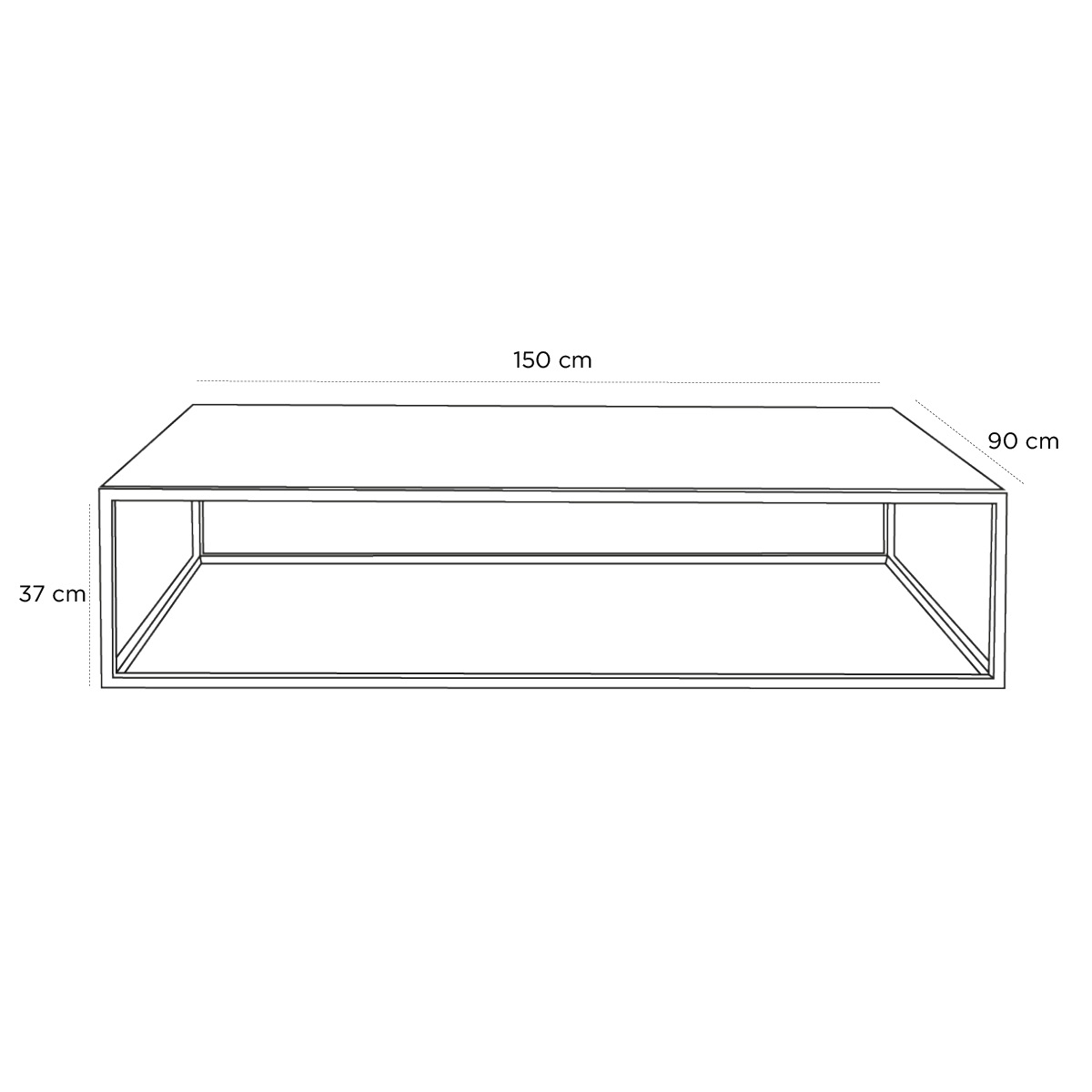 Product schematic Table basse Grange Rectangulaire