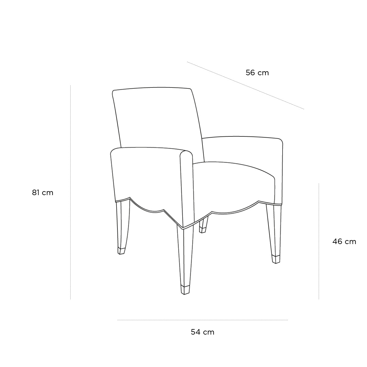 Product schematic Fauteuil Marly Loutre PM