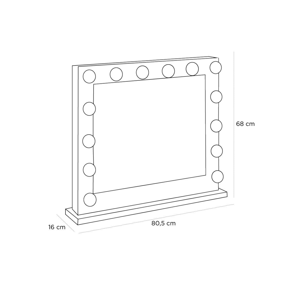 Product schematic Miroir à maquillage