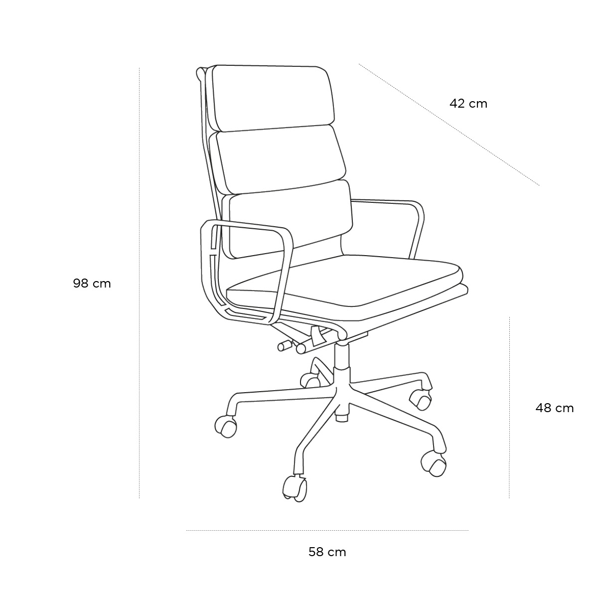 Product schematic Fauteuil de bureau Soft Pad Ea219