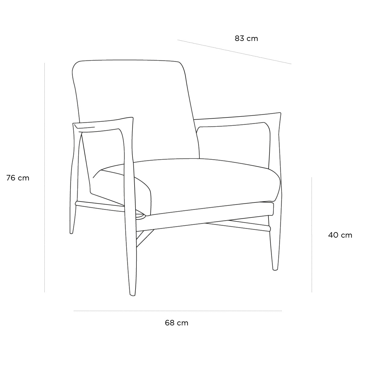 Product schematic Fauteuil Floating Anthracite Chine