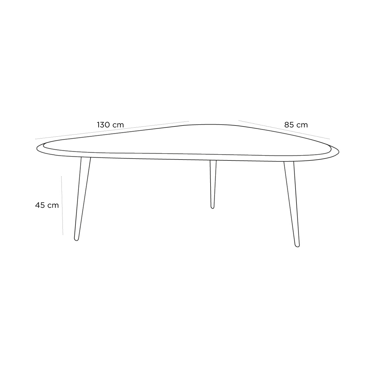 Product schematic Table Basse Fifties Vert Mineral L