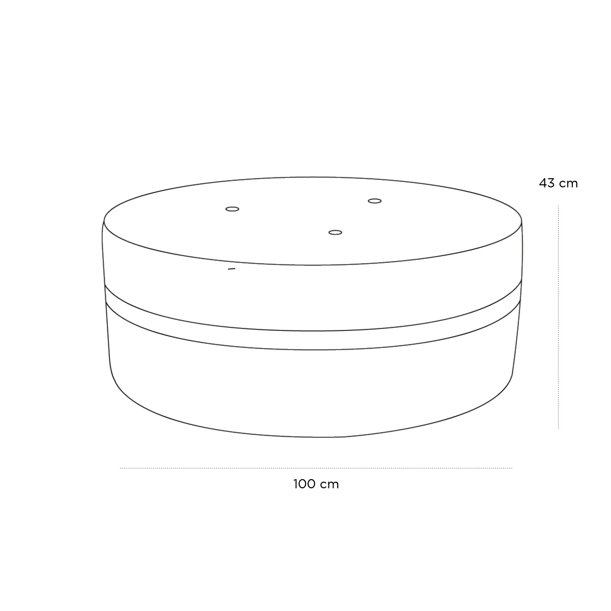 Product schematic Pouf Léo ocre GM