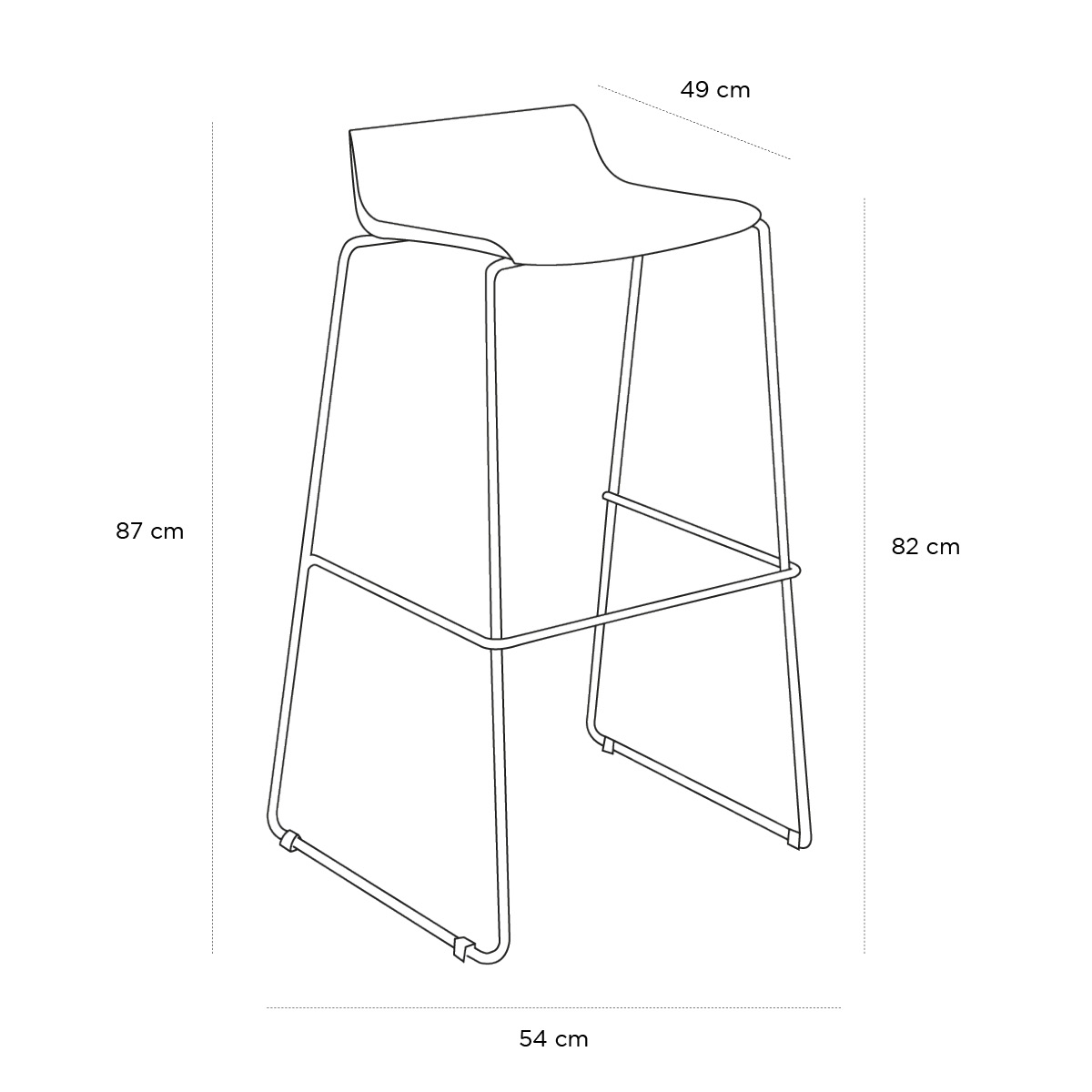 Product schematic Tabouret Quid Blanc