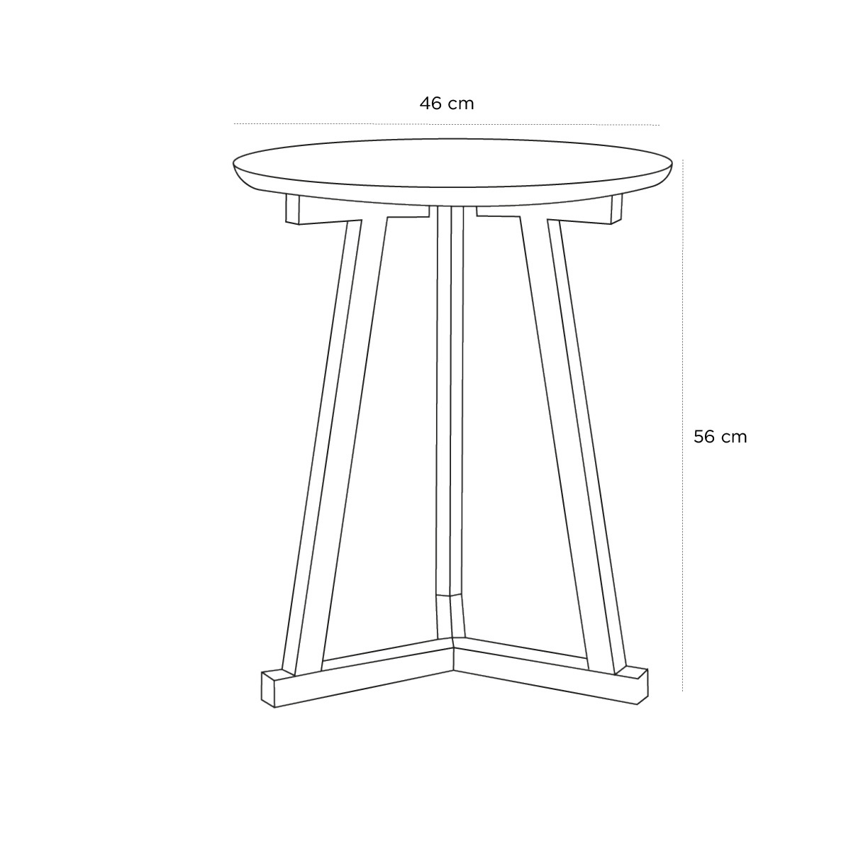 Product schematic Bout de canapé Tripod PM Noir