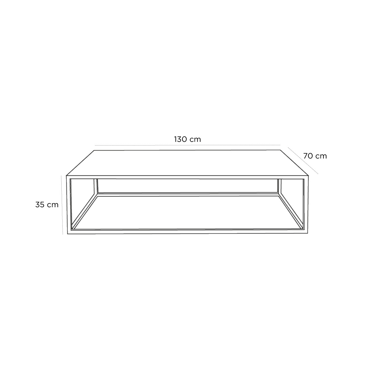 Product schematic Table basse Soco 130x70 Blanc