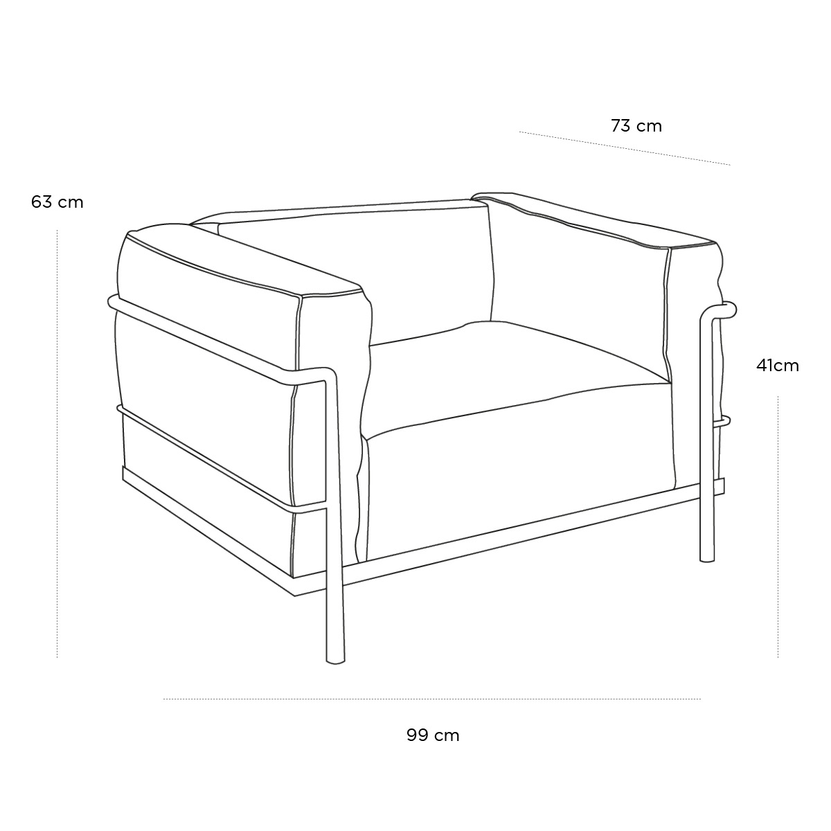 Schéma du produit Fauteuil LC3