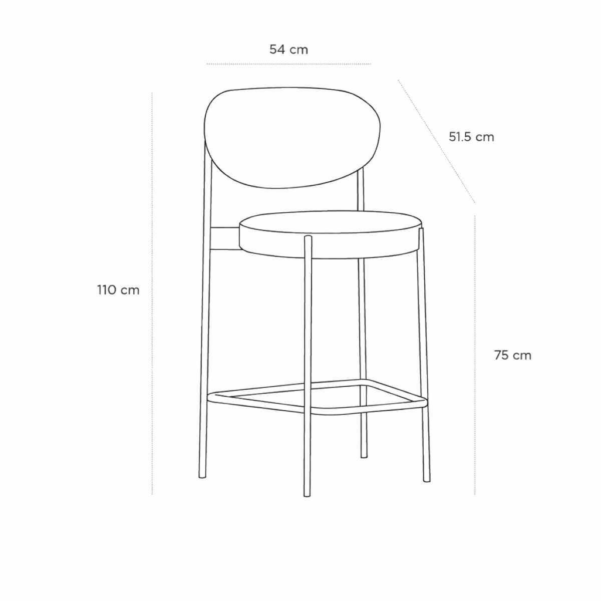 Product schematic Tabouret Verpan Beige