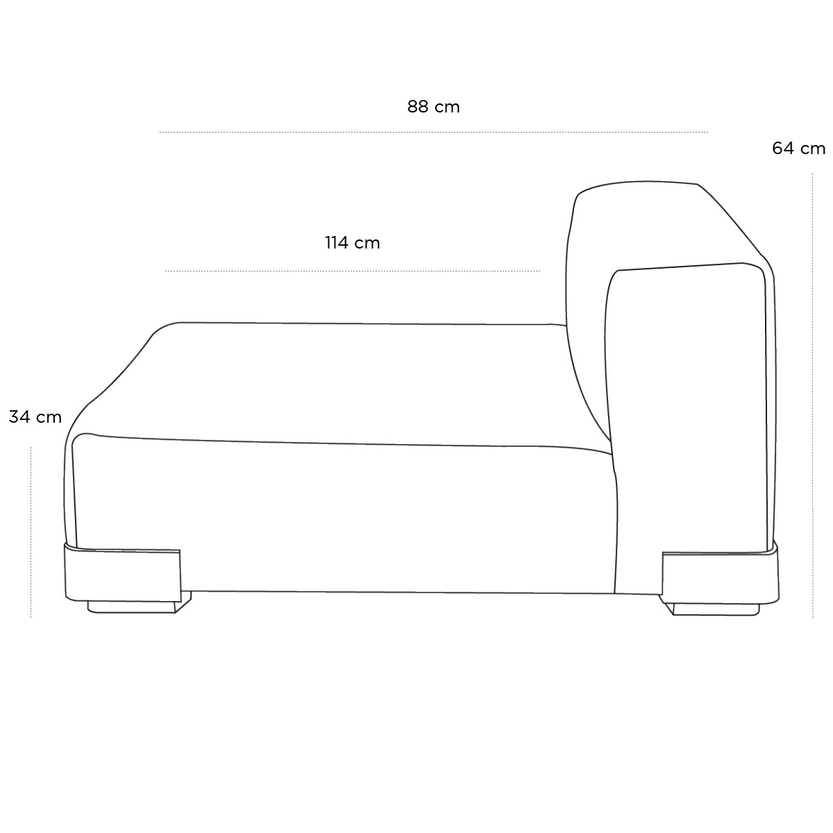 Product schematic Chauffeuse Plastics Duo Longue Tourterelle