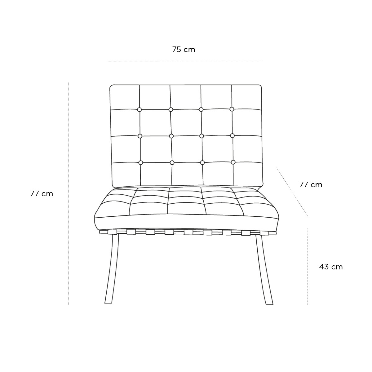 Product schematic Chauffeuse Barcelona Blanc