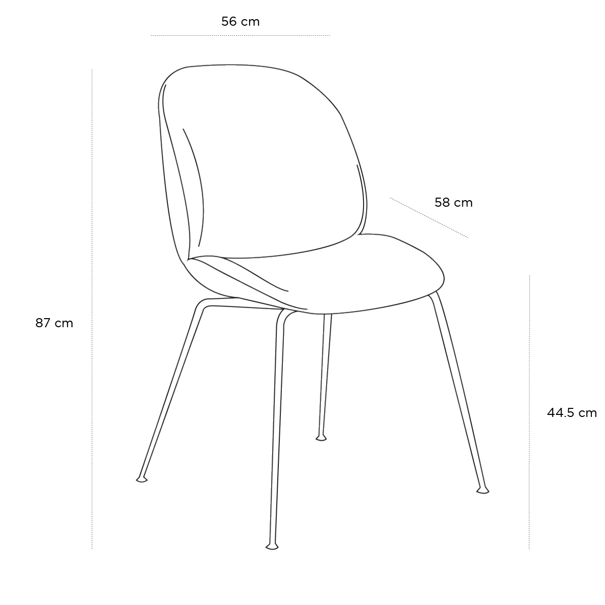 Product schematic Chaise Beetle Rose