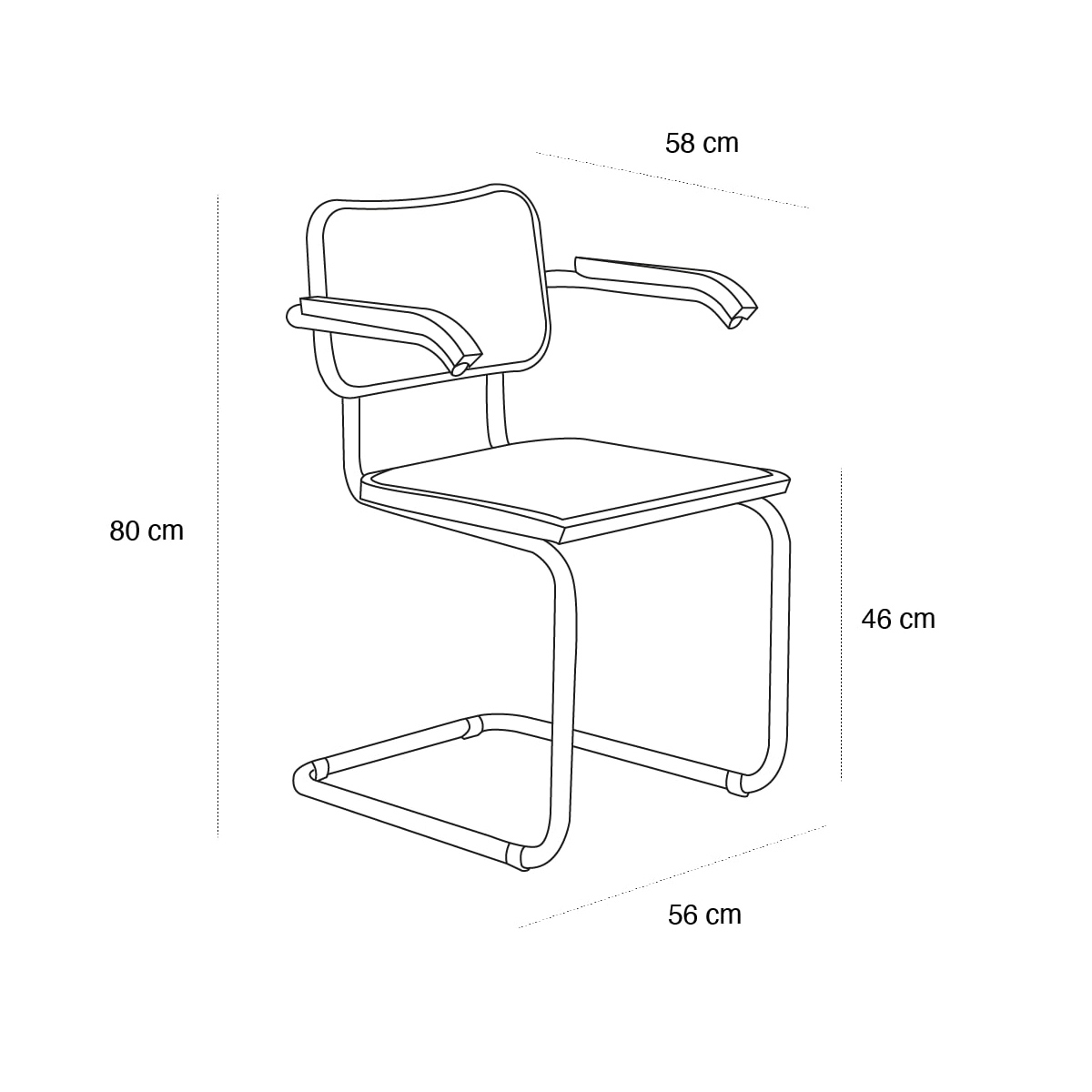 Schéma du produit Chaise Cesca avec accoudoir