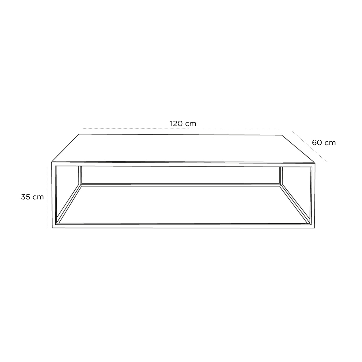 Product schematic Table basse Grange Rectangulaire PM