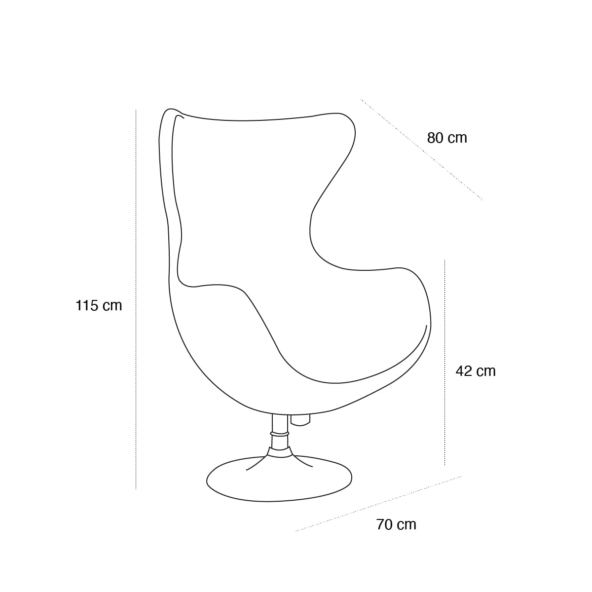 Schéma du produit Fauteuil Collins base Ronde
