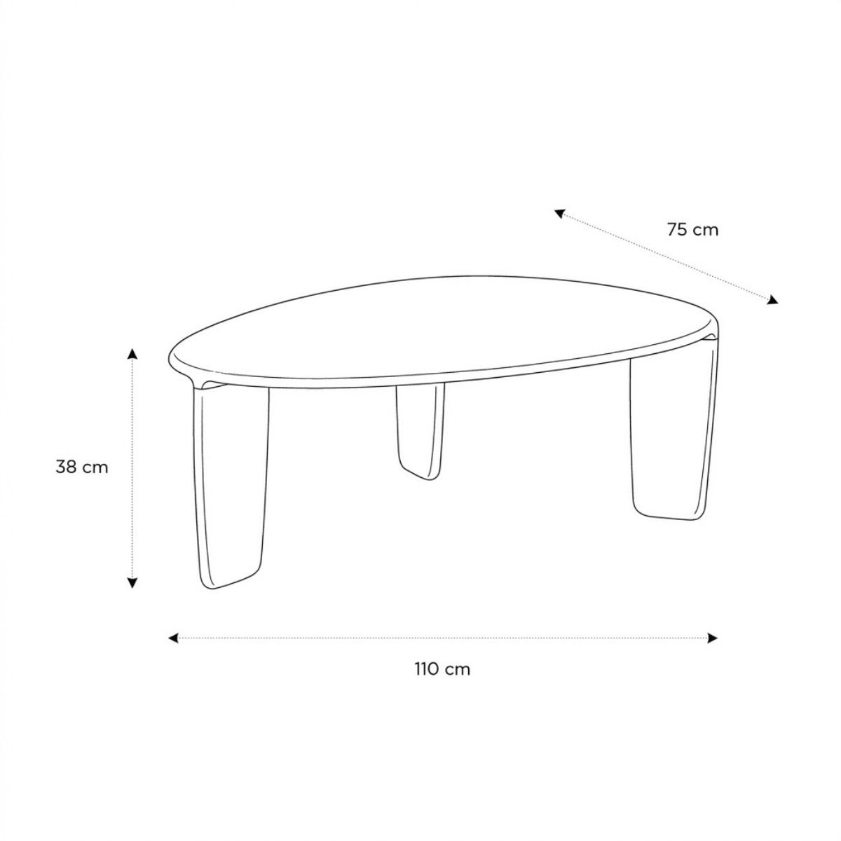 Product schematic Table basse Téhème chêne GM