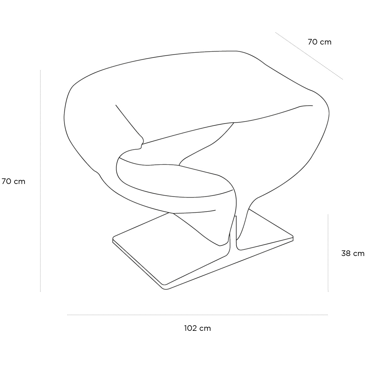 Product schematic Fauteuil Ribbon