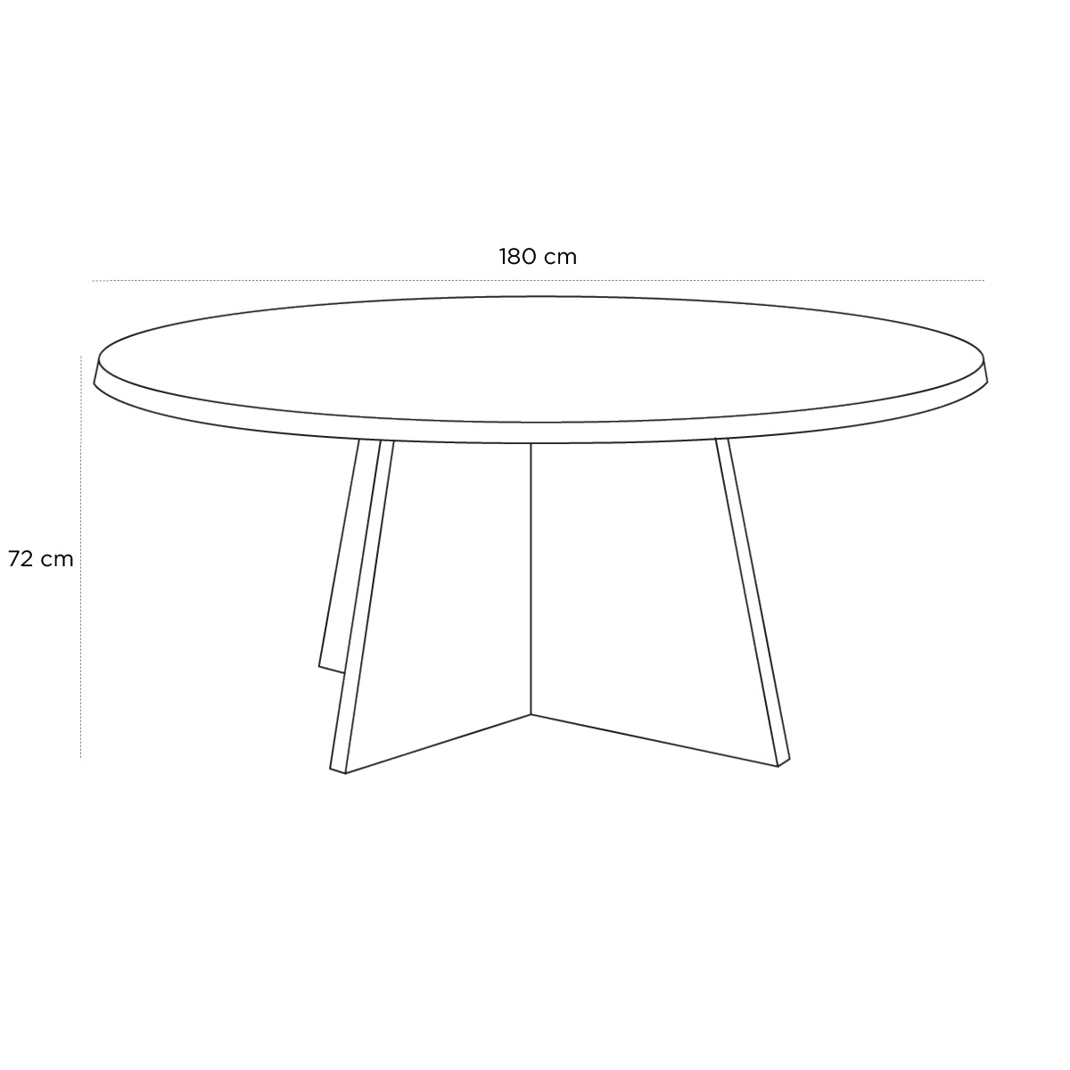 Product schematic Table Galère Ronde D.180