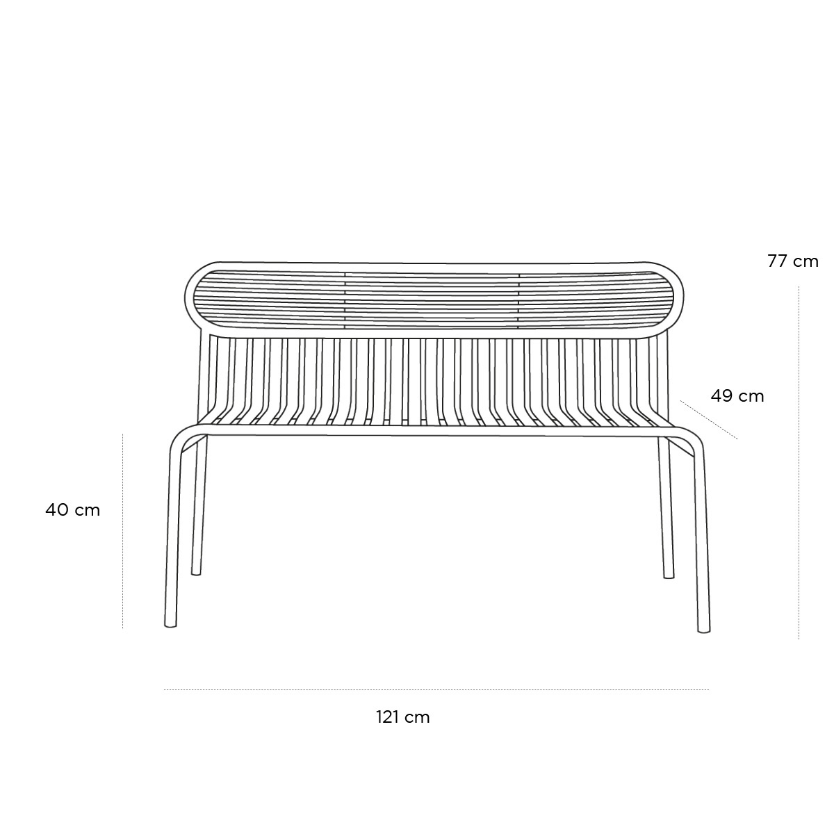Product schematic Banc Week-end Blanc