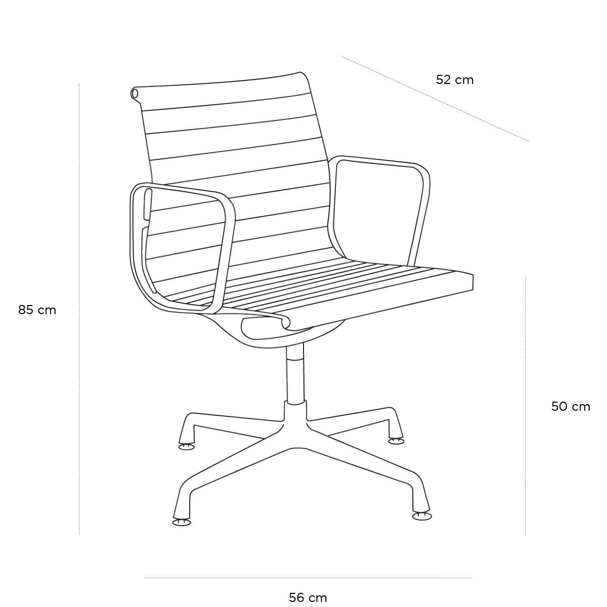 Product schematic Fauteuil de bureau Visiteur Eames Blanc