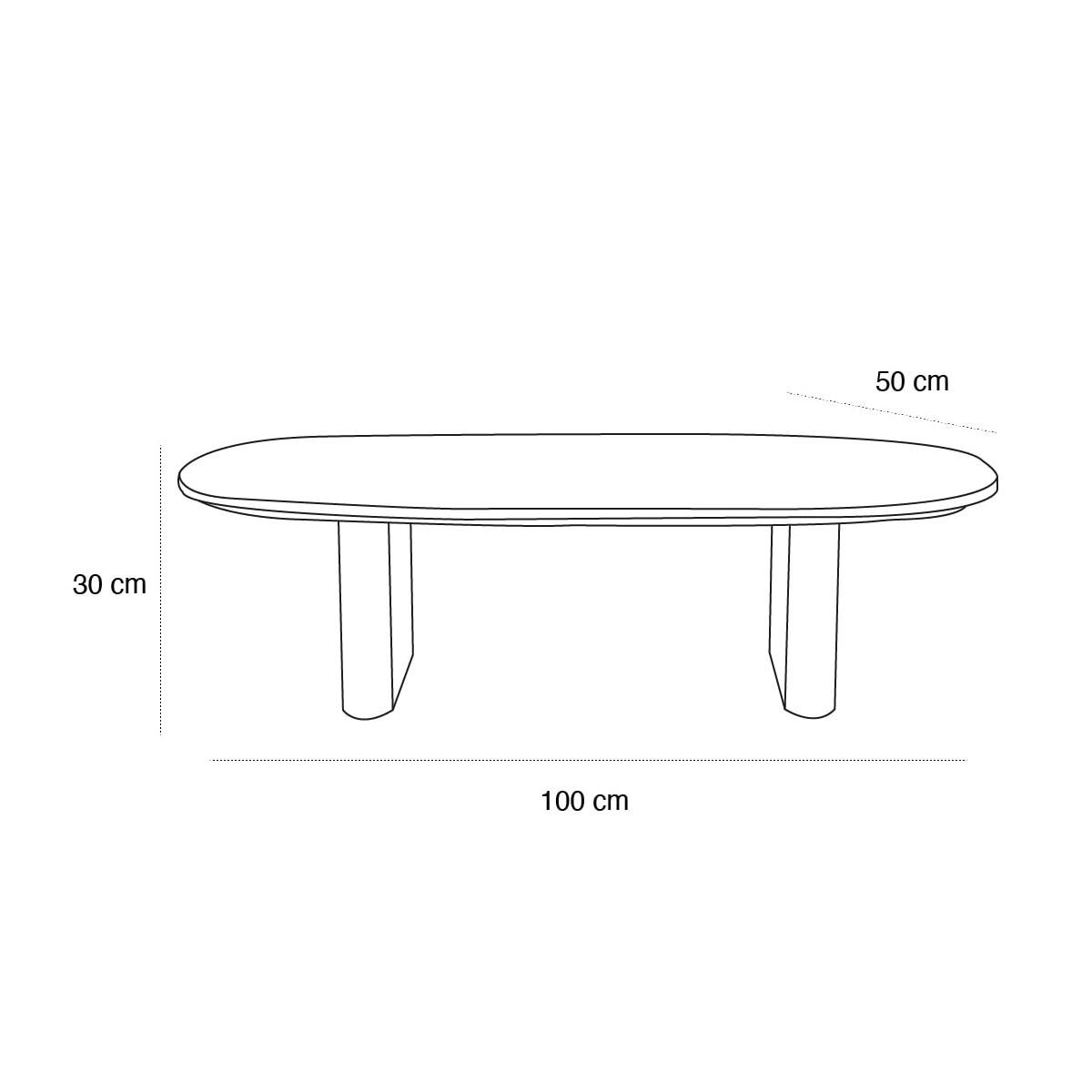 Product schematic Table basse Dawn Noyer