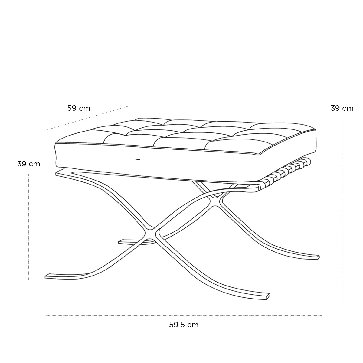 Product schematic Pouf Barcelona Blanc