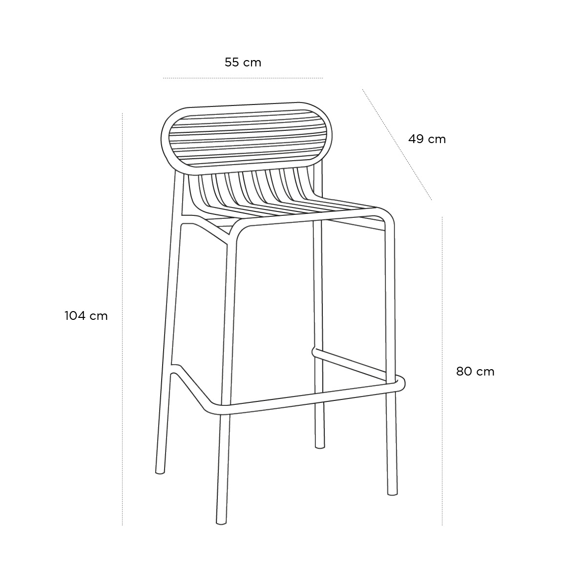 Product schematic Tabouret Week-end Bleu