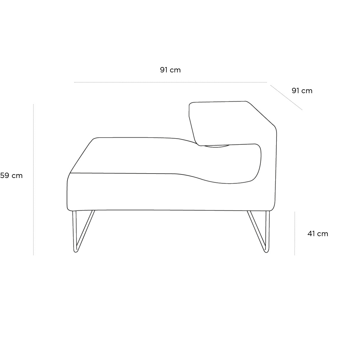 Schéma du produit Chauffeuse Lowseat Droite Gris