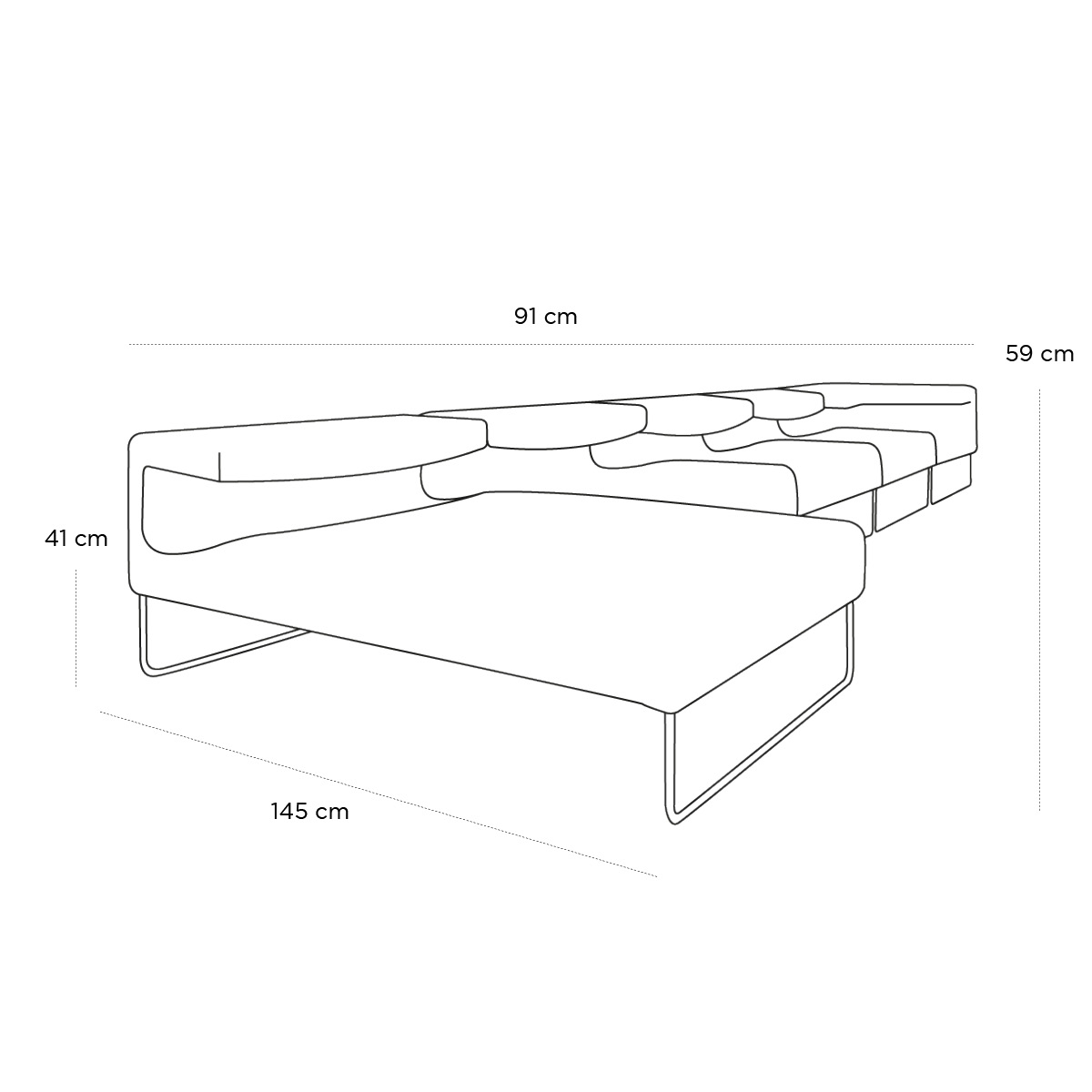 Schéma du produit Méridienne Lowseat Gris