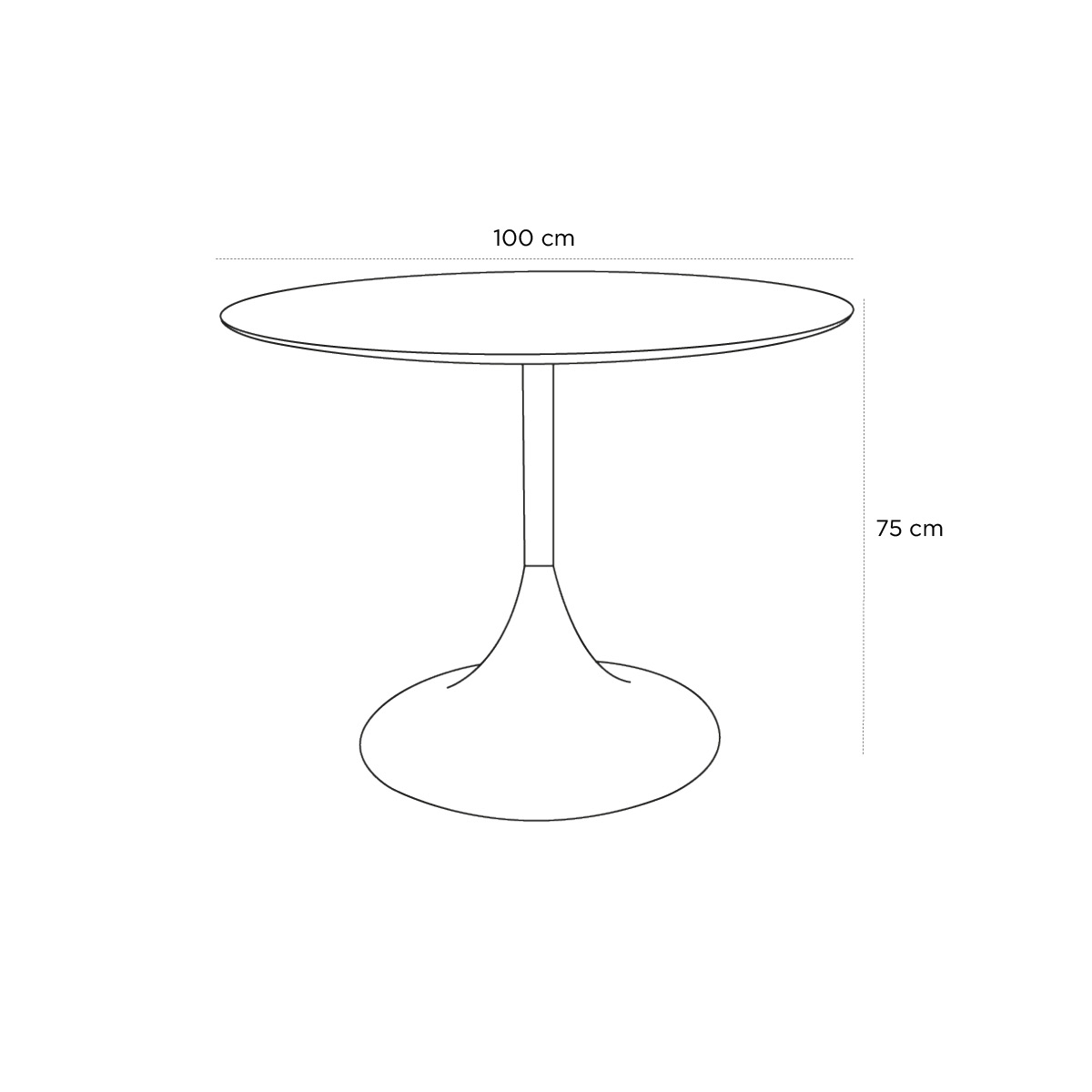 Product schematic Table Tulipe D.100