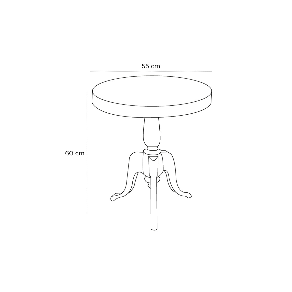 Product schematic Guéridon Alu Winston