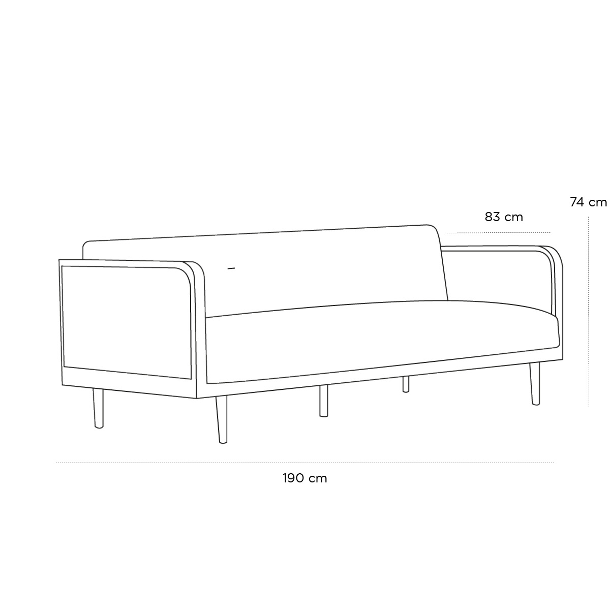 Product schematic Canapé Rétro 3 Places