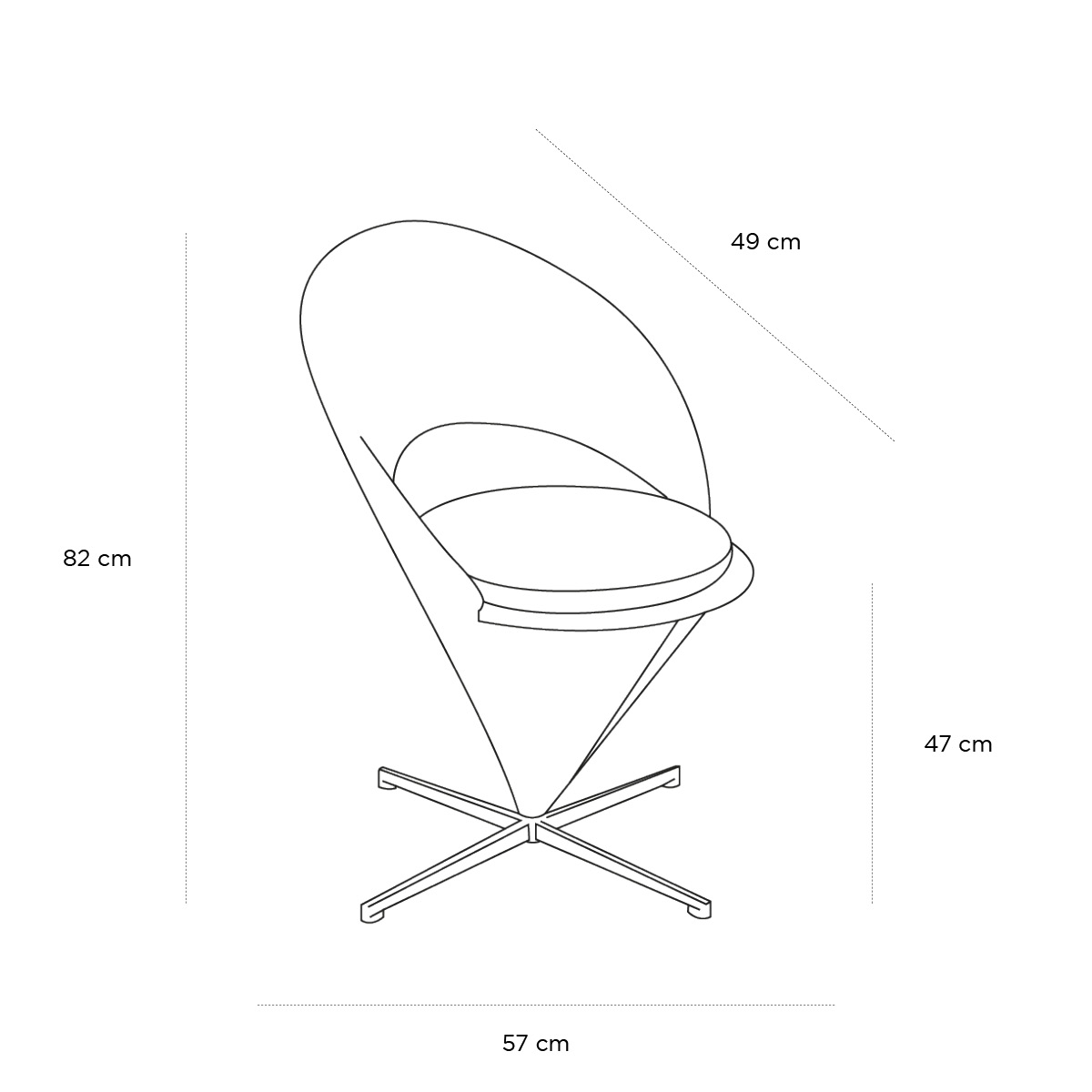 Product schematic Fauteuil Cone Orange