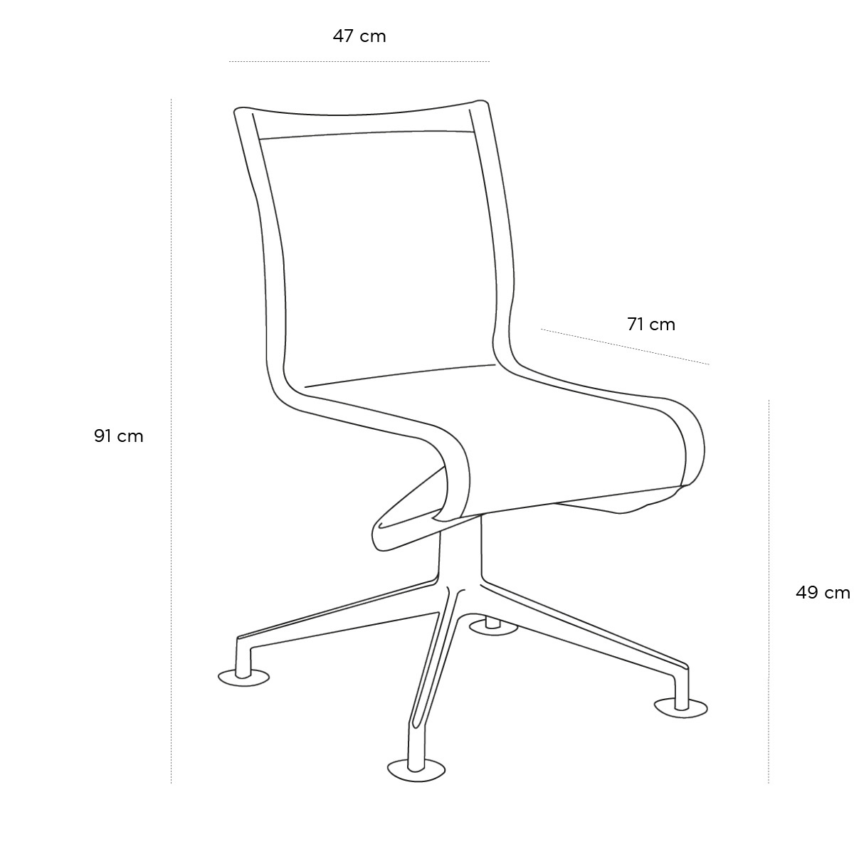 Product schematic Fauteuil de bureau Meetingframe