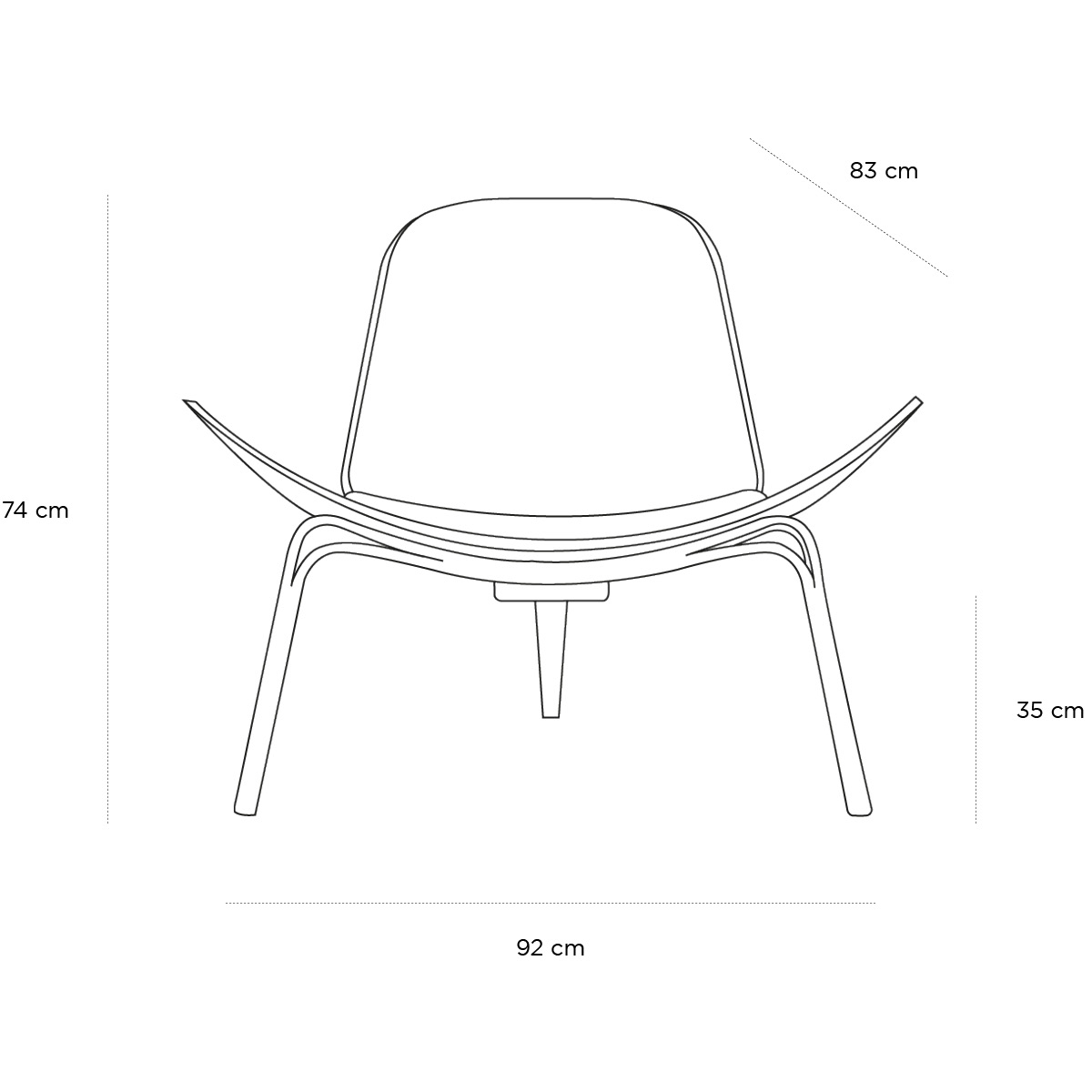 Product schematic Fauteuil Shell Chair CH07