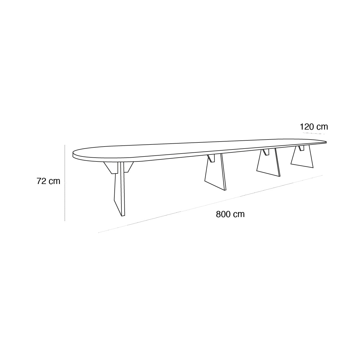Schéma du produit Table Galère Ovale 8m