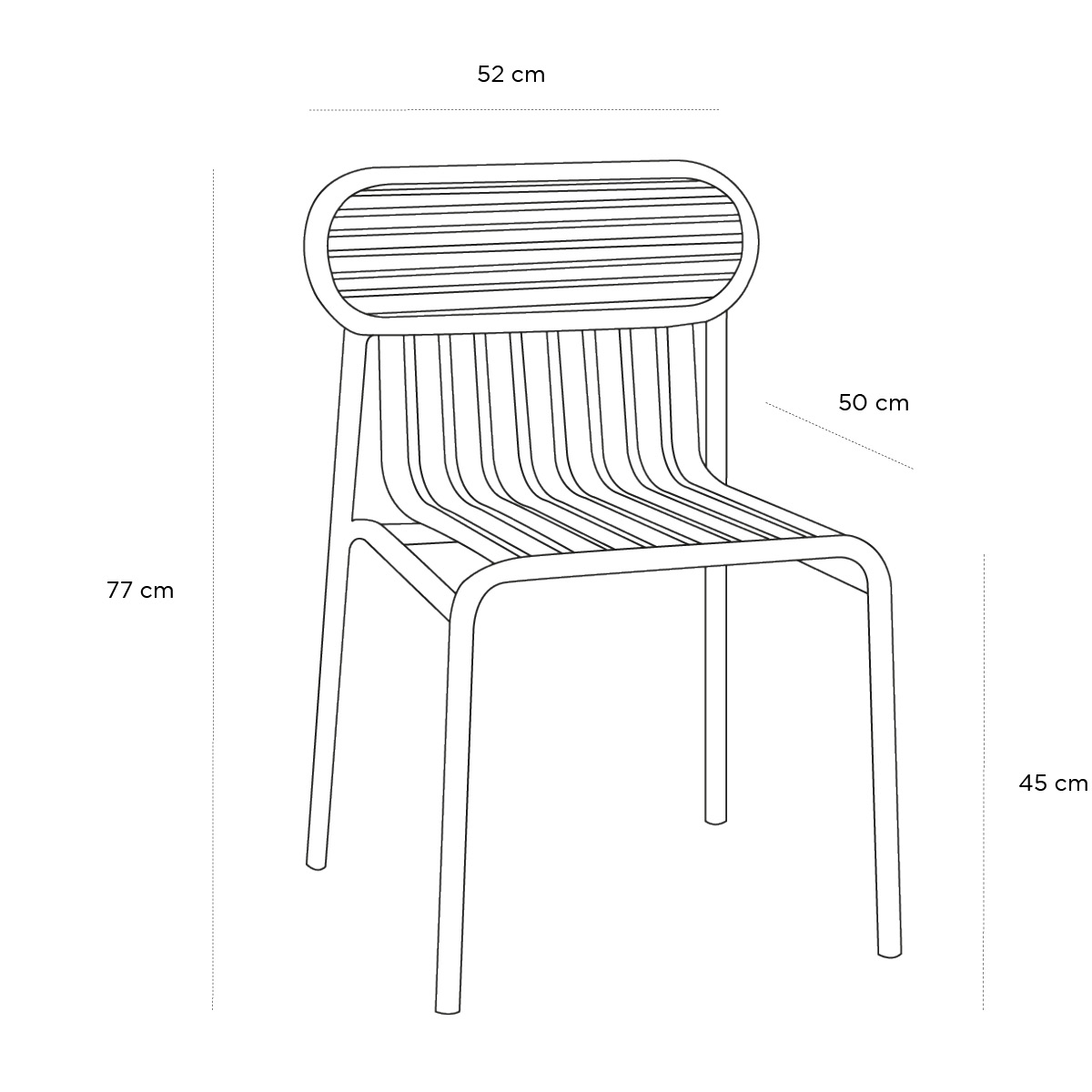 Product schematic Chaise Week-end Vert Jade