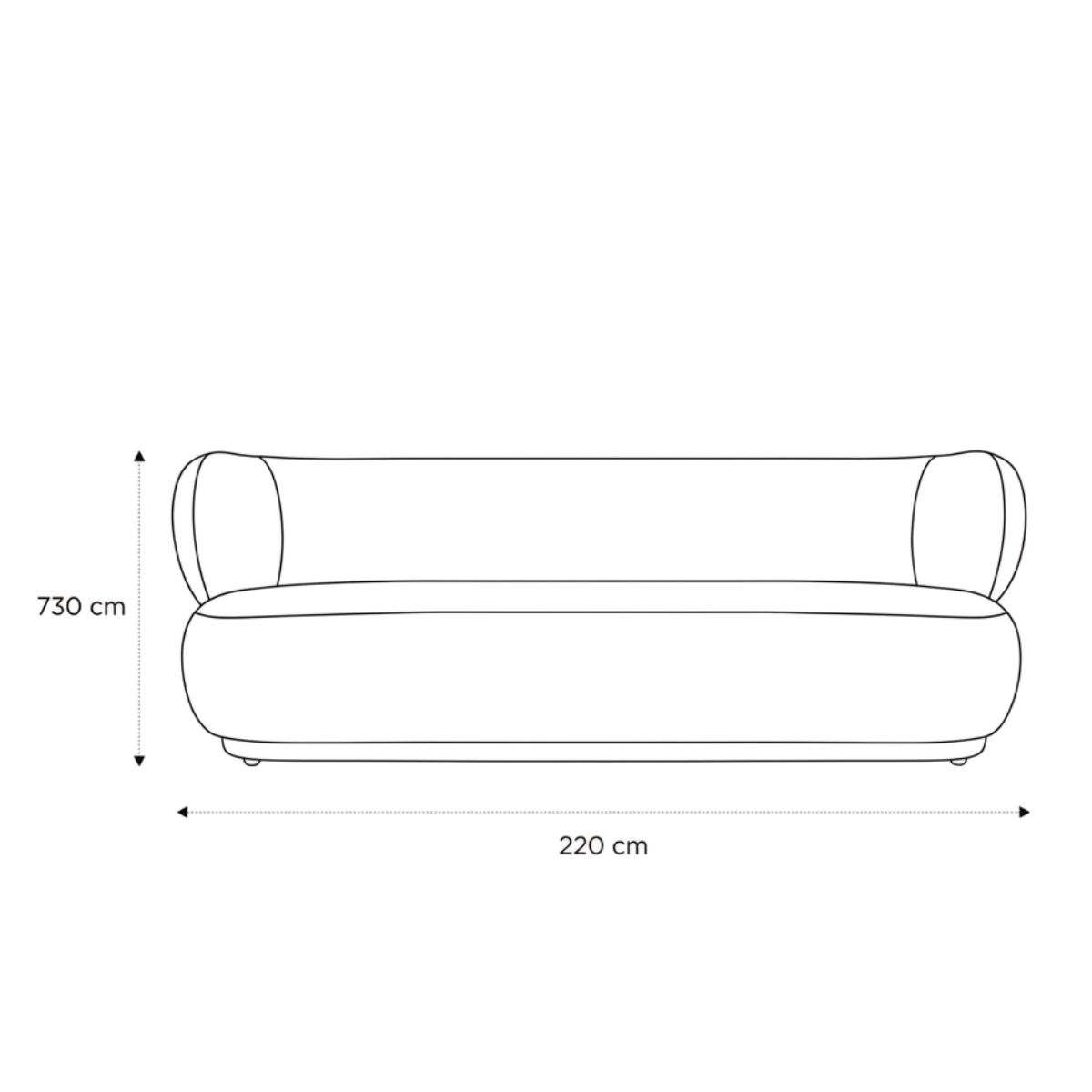 Product schematic Canapé Giulia Ecru Bouclé 3 places