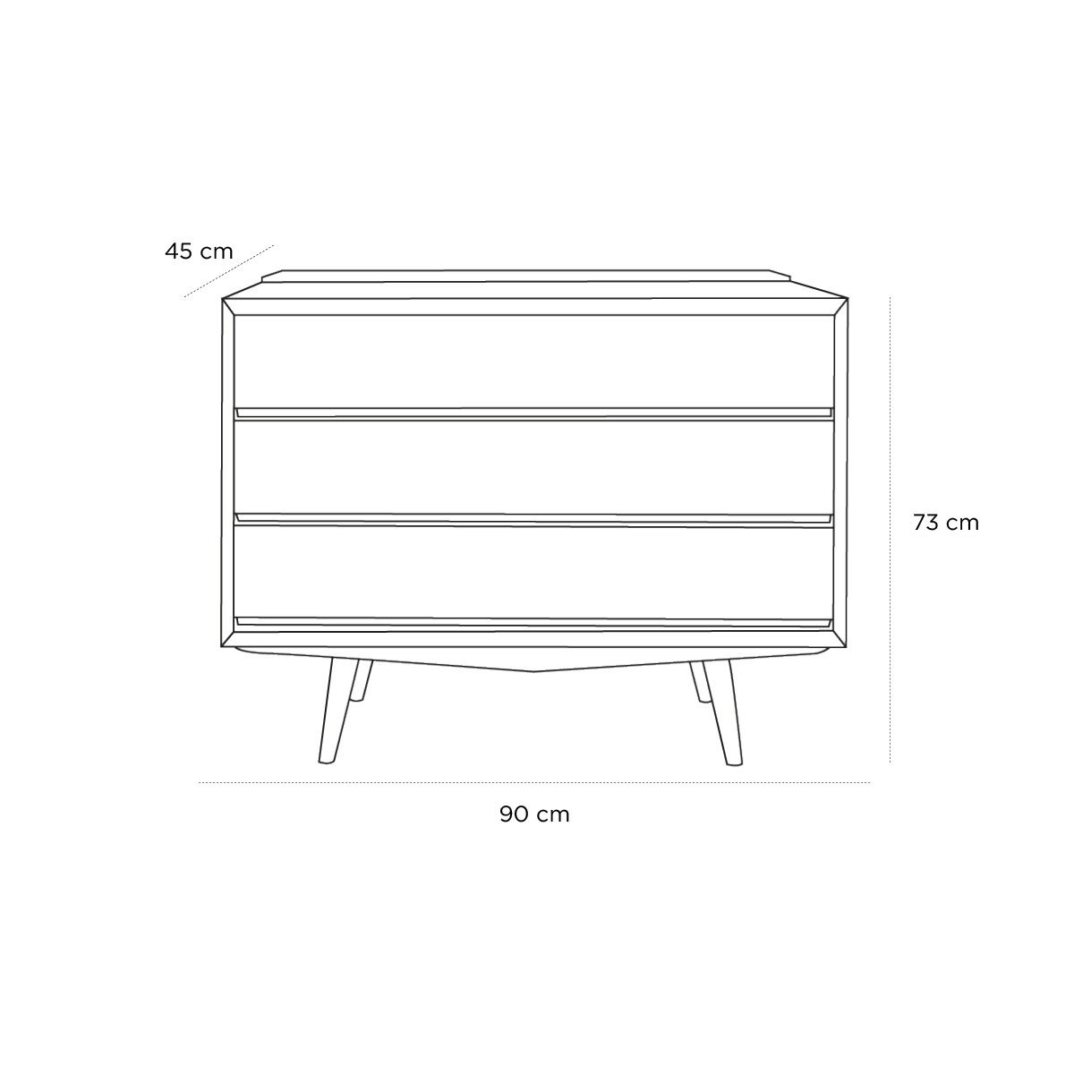 Product schematic Commode Fifties Crème