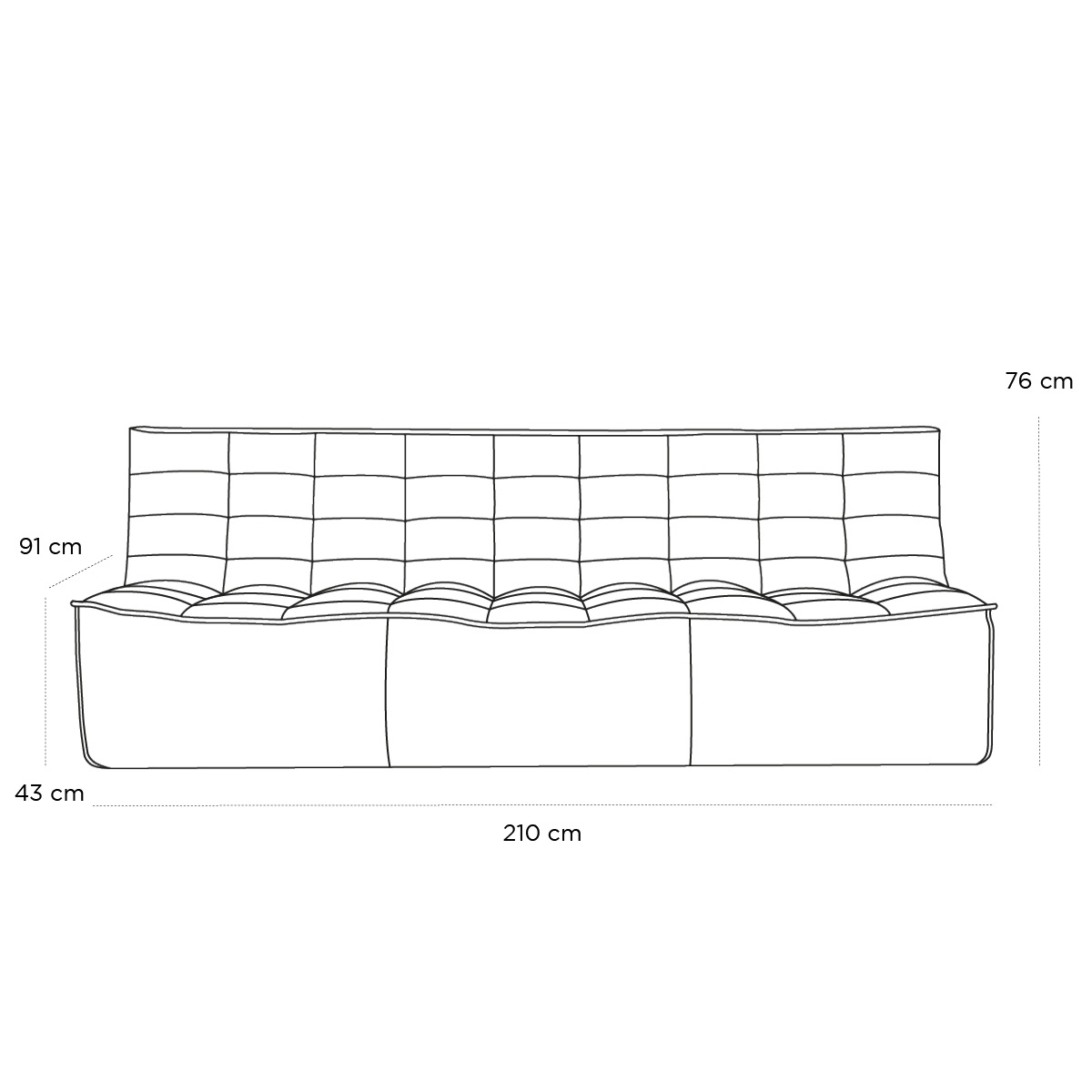 Schéma du produit Canapé N701 3 places Cuir