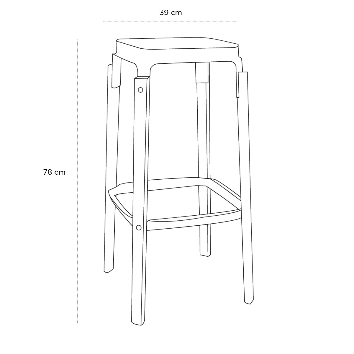 Product schematic Tabouret Steelwood