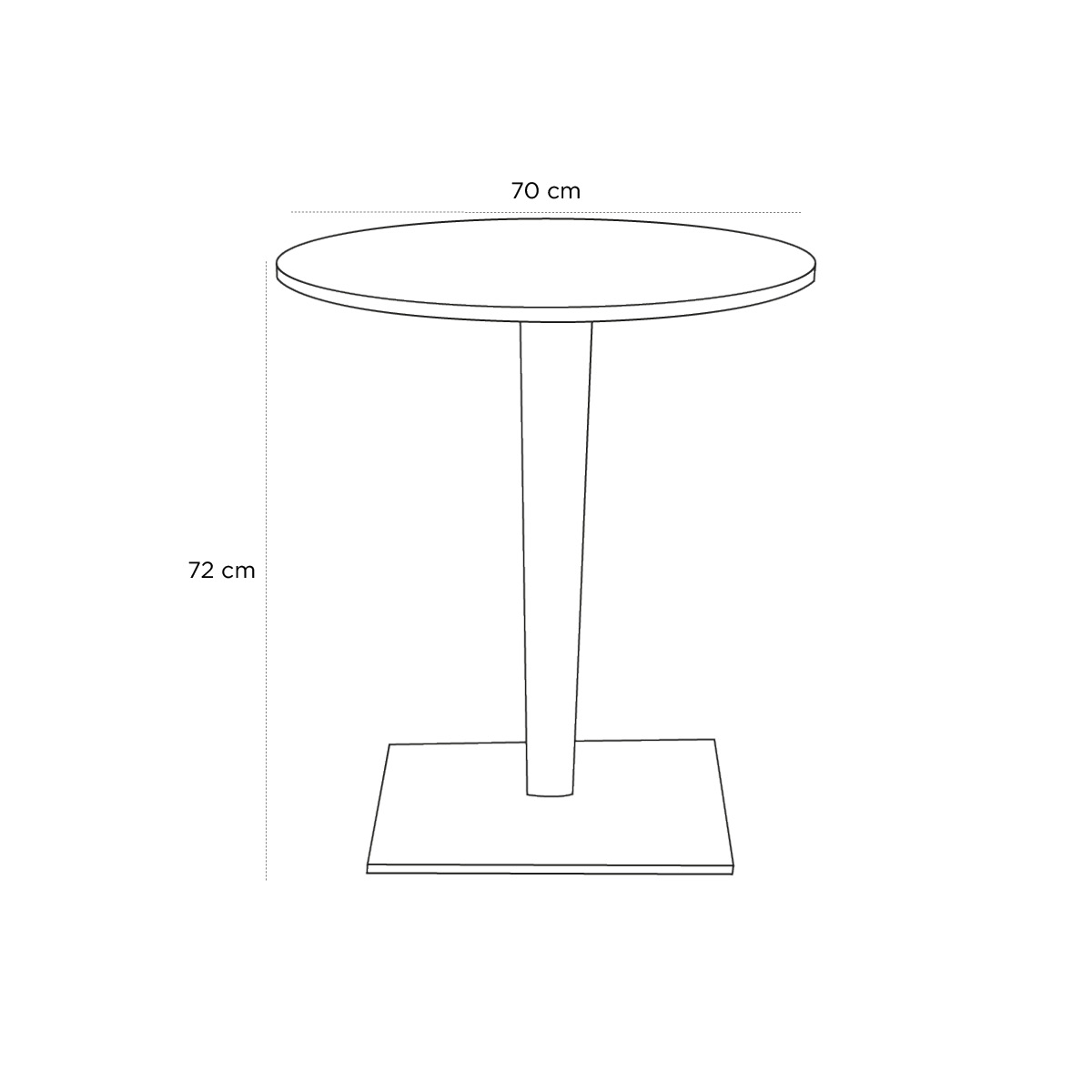 Product schematic Guéridon Top Top Dr Yes Rond Blanc