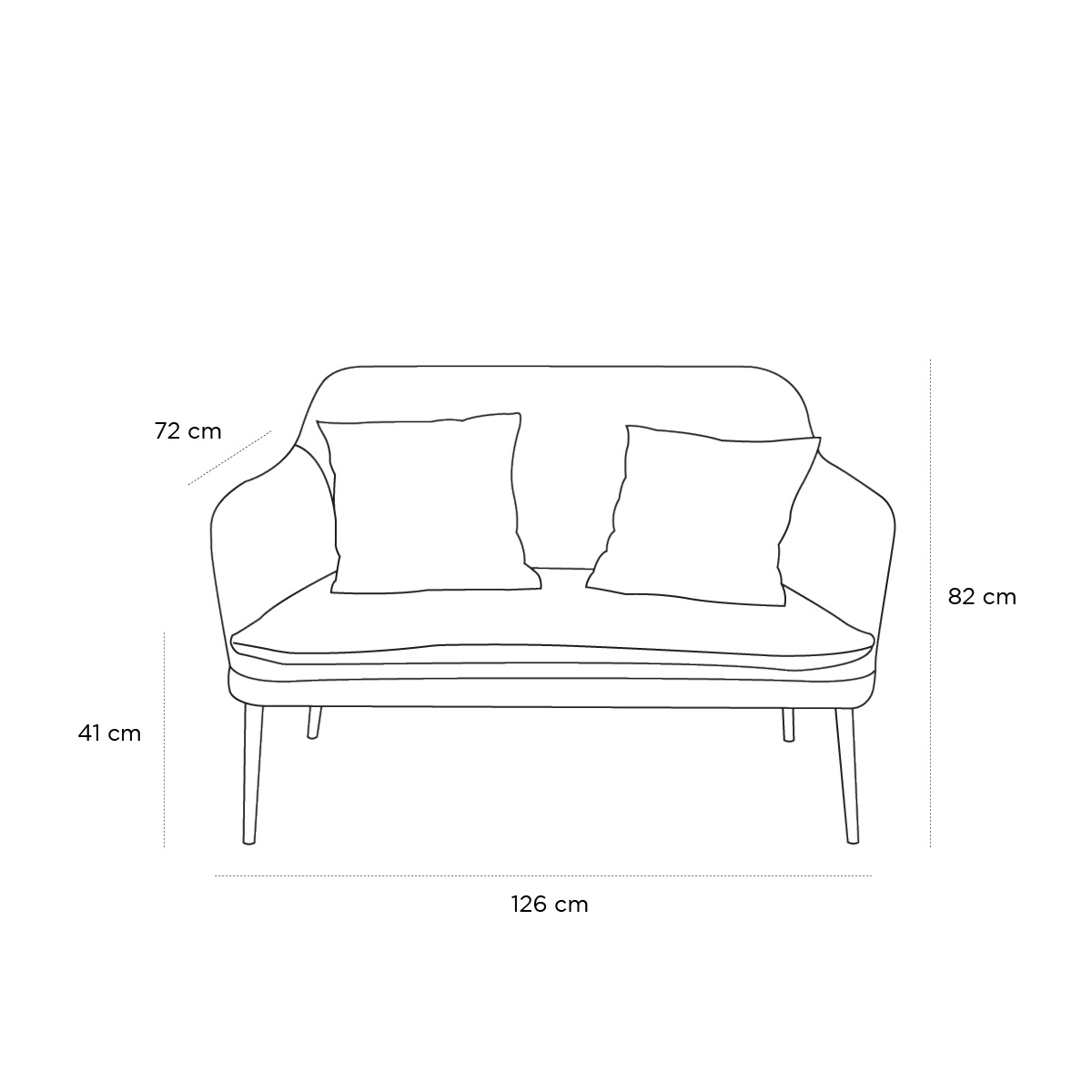 Product schematic Canapé Daisy 2 Places Bleu Nuit