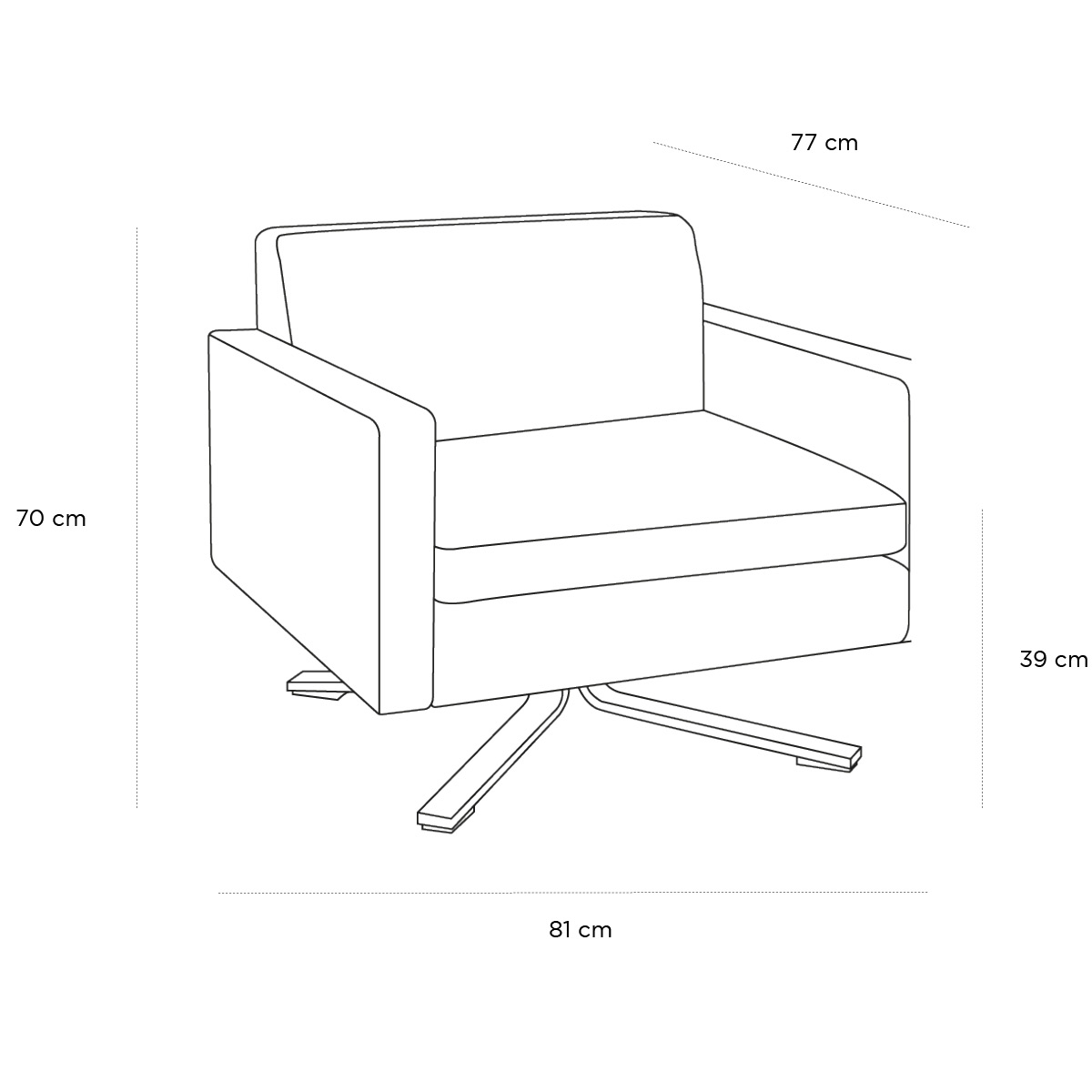Product schematic Fauteuil Kennedee