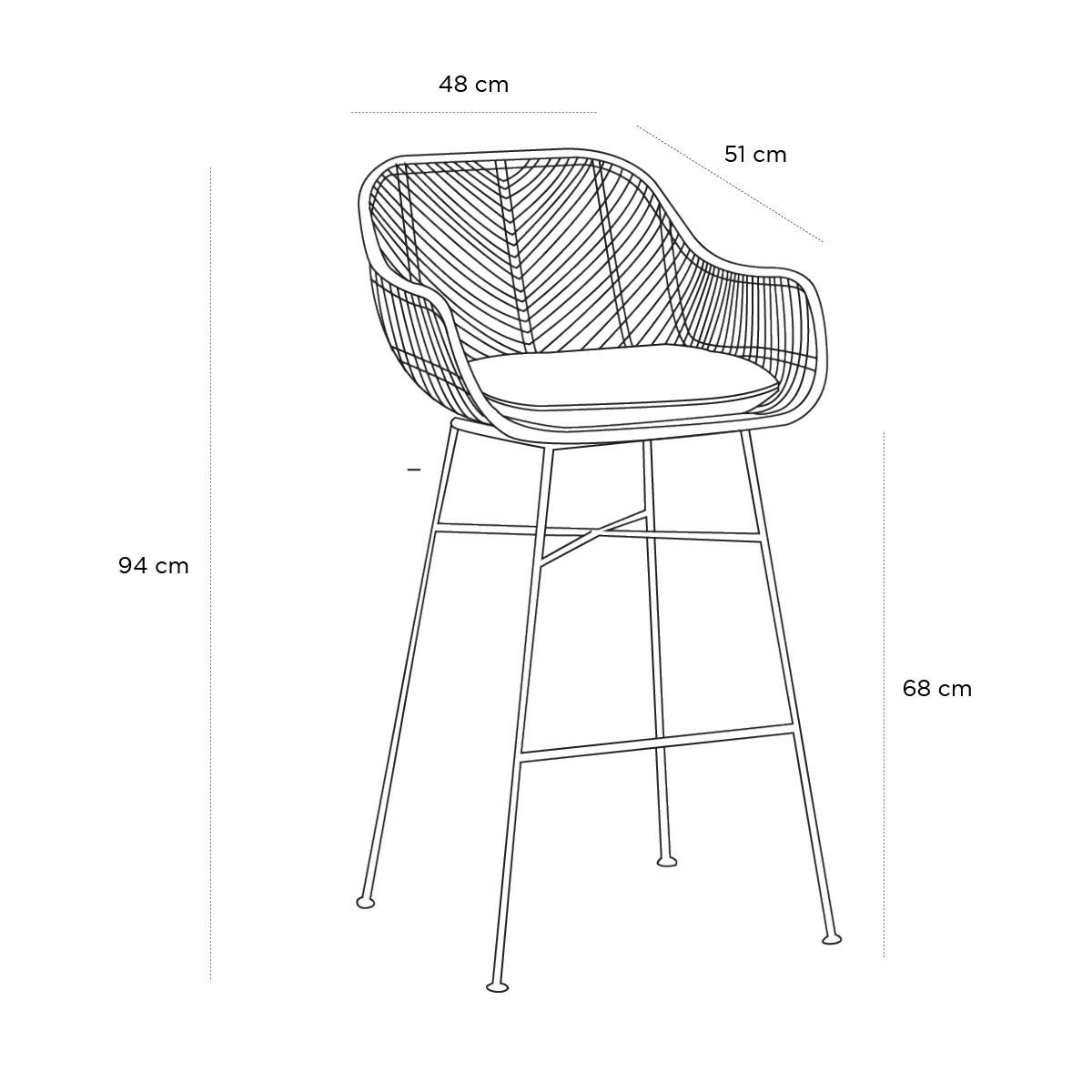 Product schematic Tabouret Bali PM