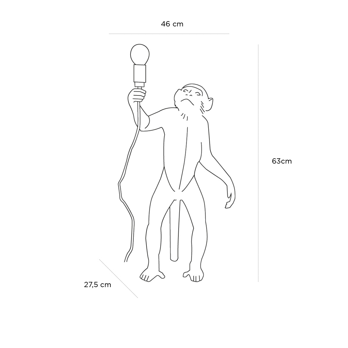 Product schematic Lampe Singe Debout