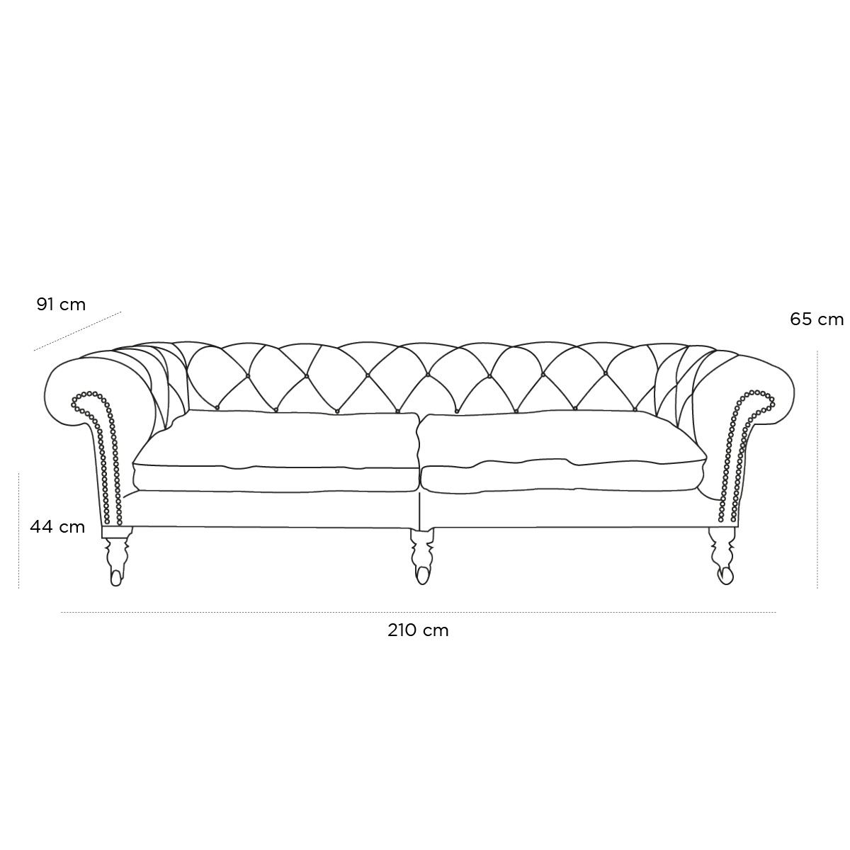 Product schematic Canapé Chesterfield