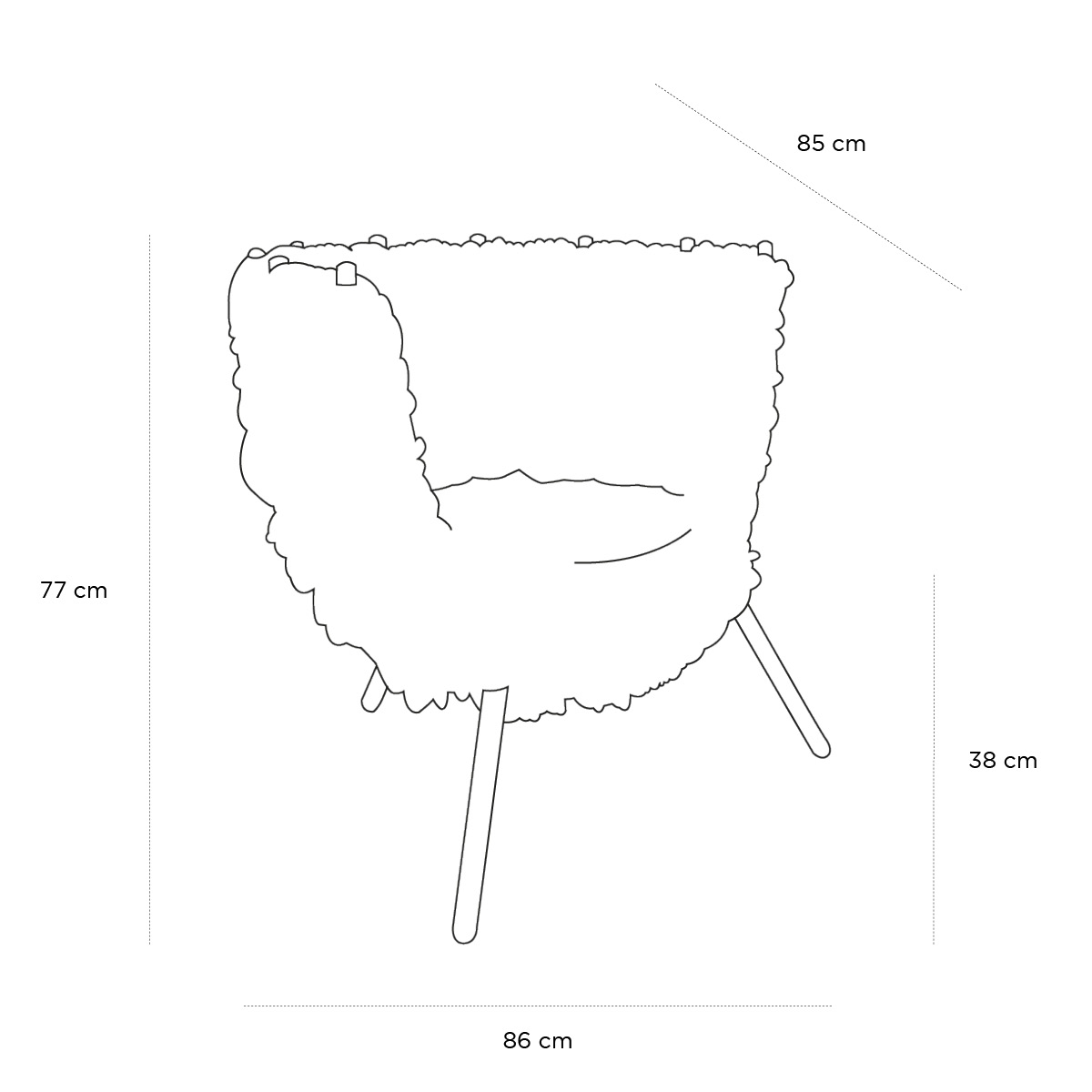 Product schematic Fauteuil Vermelha