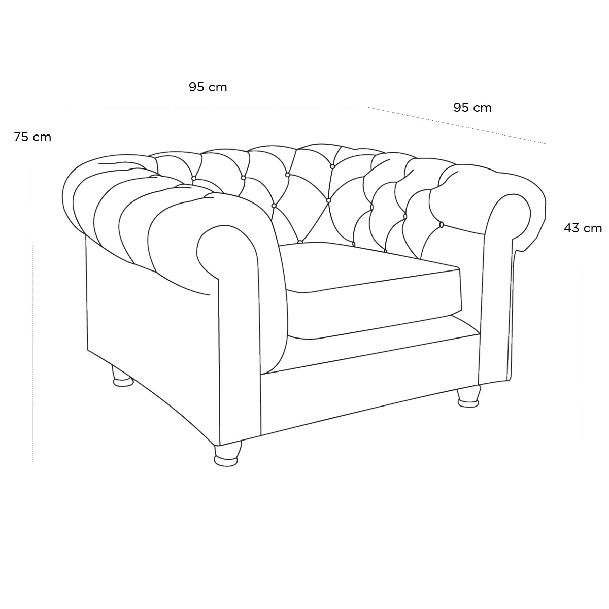 Product schematic Fauteuil Chesterfield