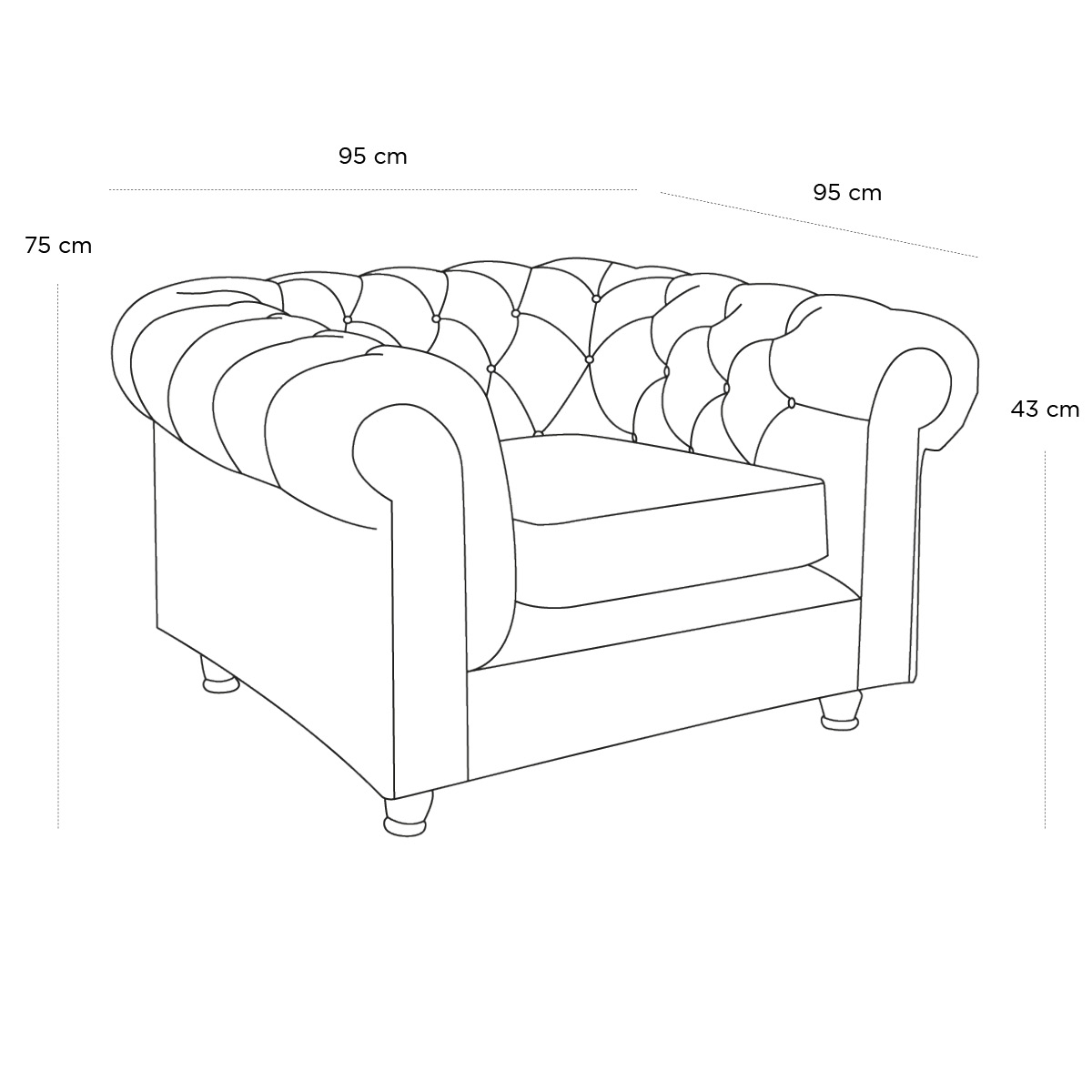 Schéma du produit Fauteuil Chesterfield