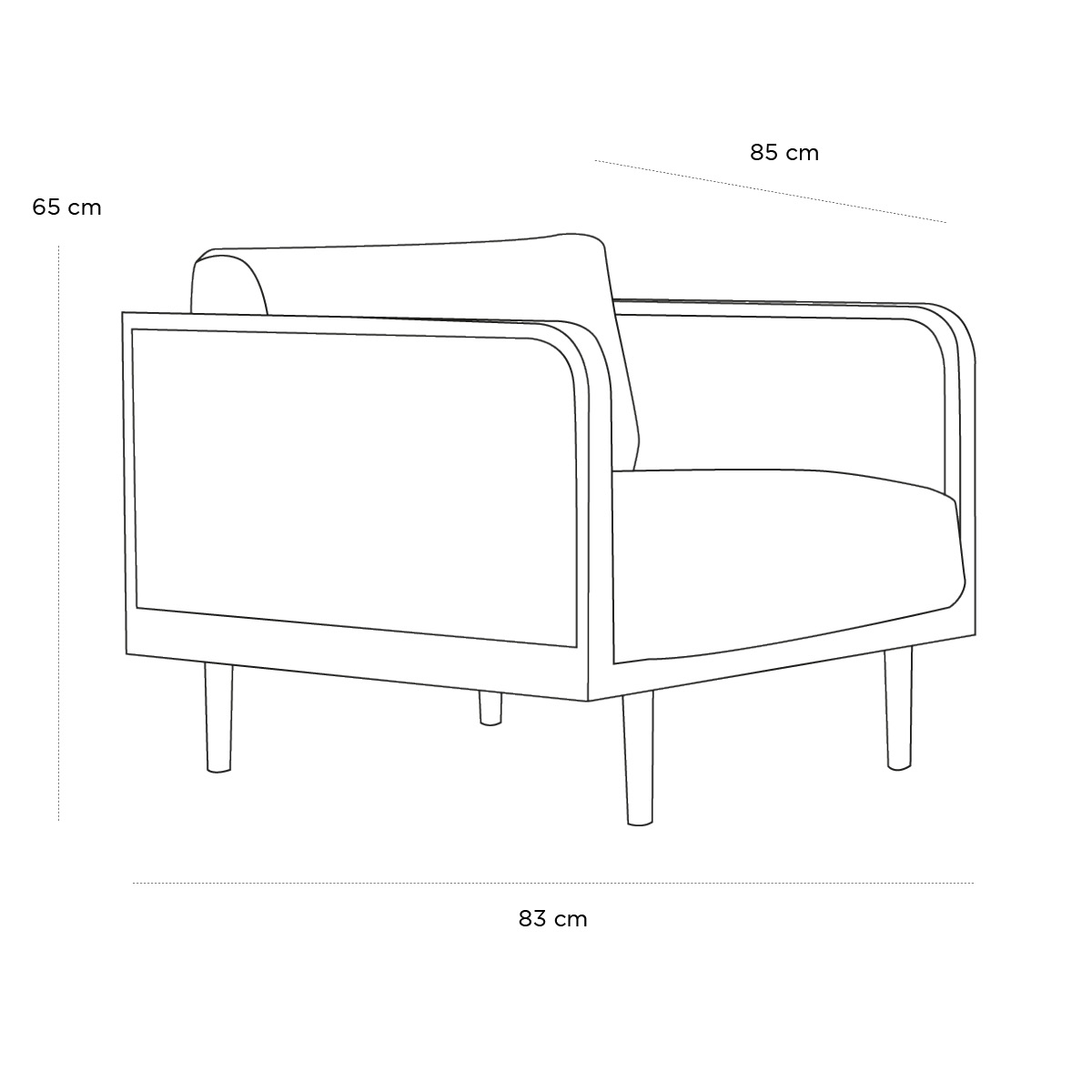Product schematic Fauteuil Retro